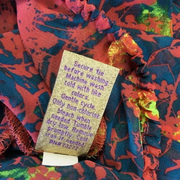 Princess Vera Wang Womens Large Top Blouse Colorful Dolman Sleeves Tie Neck - Picture 6 of 10